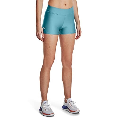 Under Armour Womens HeatGear Armour Mid Rise Shorty, (433) Glacier Blue / / White, X-Large