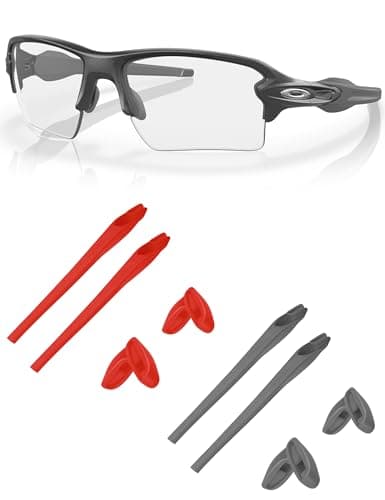 Replacement Earsocks & Nosepieces Rubber Kits for Oakley Flak 2.0 OO9295|Flak 2.0 XL OO9188 Sunglass - Gray + Red