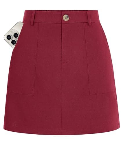 Kate Kasin Red Skirt with Shorts Underneath, High Waisted A Line Mini Skort, Summer Vacation Outfits for Women S