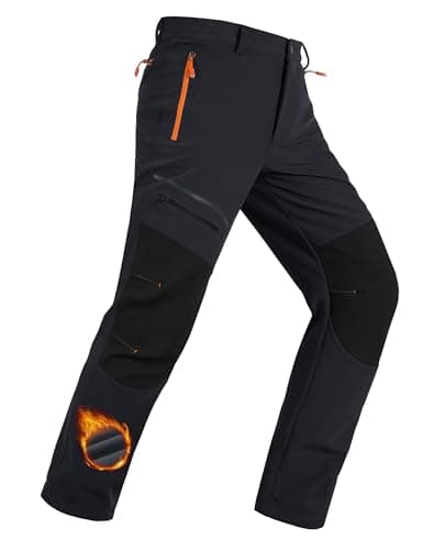 MAGCOMSEN Snow Pants Men Ski Winter Hiking Waterproof Insulated Fleece Lined Snowboarding Pants Cold Weather Black 30