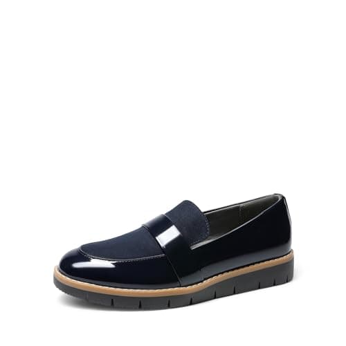 DREAM PAIRS Women's Loafers, Slip-On Business Casual Work Shoes,Size 7.5,Navy-Pat,DWUMLS2506