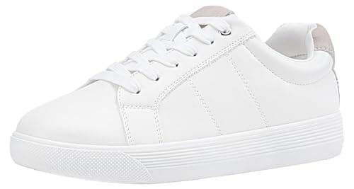 Vepose Women's White Casual Walking Sneakers, Fashion Tennis Low Top Slip On 8013 Shoes, Size 11M US(CJY8013 White Beige 11)