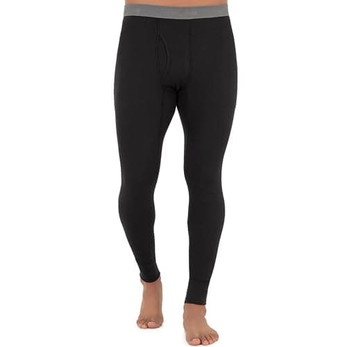 Fruit of The Loom Men's Recycled Waffle Thermal Underwear Bottom, Black, Medium