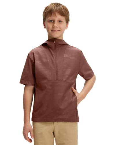 M MAELREG Short Sleeve Rain Hoodie for Boys Quick Dry Camo Kids Golf Pullover with Pockets