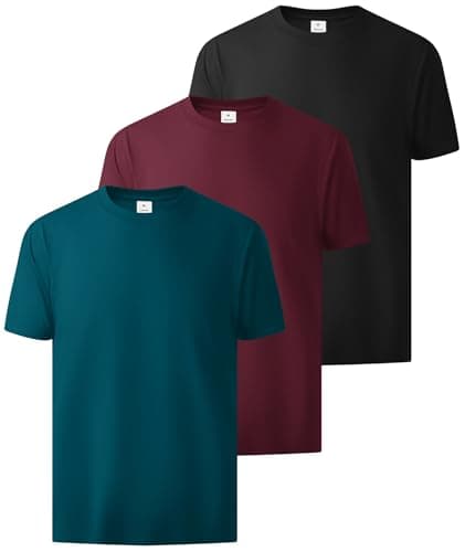 ZITY T Shirts for Men 3 Pack Cotton Crew Neck T-Shirts Short Sleeve Basic Tee Breathable & Moisture Wicking L
