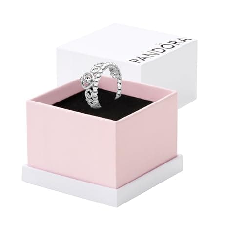 PANDORA Princess Tiara Crown Ring - Layering or Stackable Sterling Silver Ring for Women - Gift for Her - Sterling Silver with Clear Cubic Zirconia - With Gift Box - Size 7