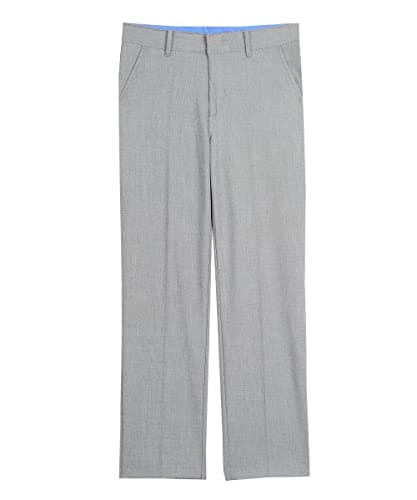 Izod boys Patterned Flat Front Dress Pant, Sharkskin Light Grey, 8