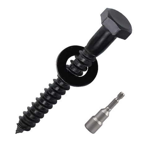 10-Sets 5/16 x 2-1/2" Black Hex Head Lag Screws & Flat Washers, Heavy Duty Wood Lag Screws, 304 Stainless Steel (18-8), 5/16" Bolt