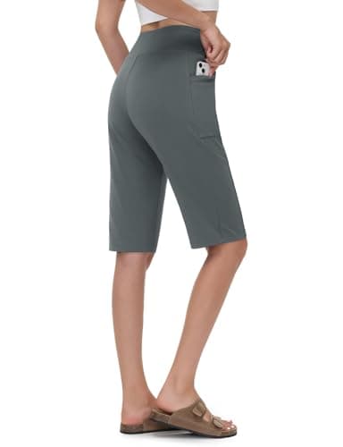 Spexial 14" Bermuda Shorts for Women Knee Length with Pockets High Waisted