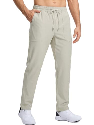 INCERUN Men's Classic Fit Golf Pants Stretch Water Resistant Work Dress Pants Quick Dry Lightweight Business Casual Trousers for Men with 4 Pockets Beige Small