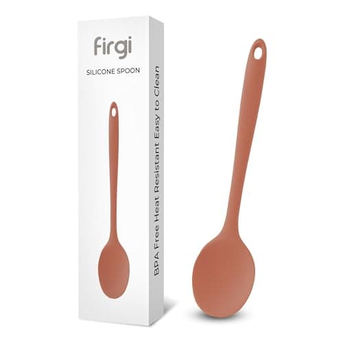 FIRGI Multi Platinum Silicone Cooking Spoon for Baking, Scraping & Mixing, 100% Food Grade Colorful Silicone Kitchen & Serving Utensils, Heat Resistant, Non-Stick Cookware - 11.4 inch Indie Pink