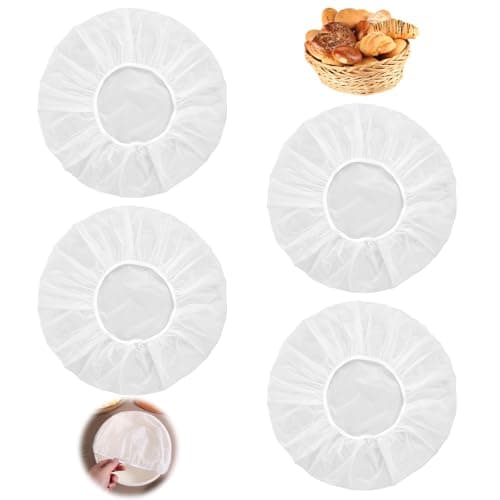 4Pcs Bowl Covers for Bread Proofing 10 inch Elastic Food Fresh Keeping Bag Reusable Shower Caps for Sourdough Bread Sourdough Covers for Proofing for Bakery Home Baking Food Storage and Preservation