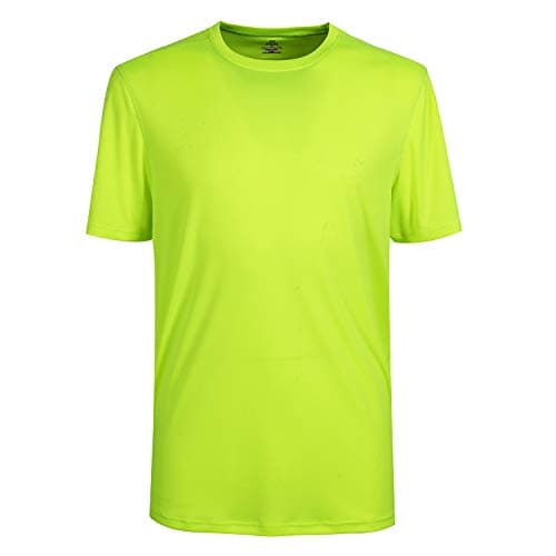 Corna High Visibility Shirts for Men,Cool Summer Lightweight Performance T Shirts Crew Neck HI VIS Yellow-S