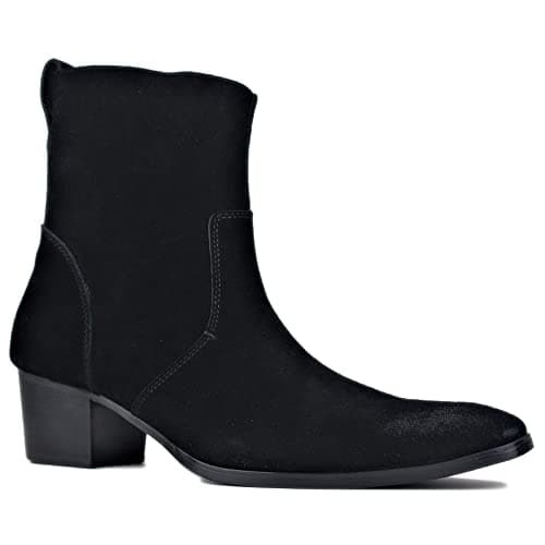 COWSDELLA Dress Boot for Men Casual Chelsea Combat Ankle Boots Black CD-JY002-Black-Suede-11