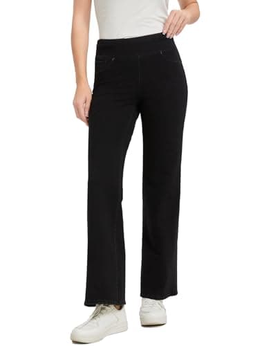 Women's High Waisted Bell Bottom Pull On Jeans Tummy Control Stretchy Baggy Casual Jean Leggings (US, Alpha, Small, Regular, Regular, KYAL-20240001-Black)