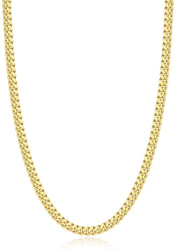 Eterjew 14k Plated Gold Chain Necklace for Men, 4mm Men's Cuban Link Chain Necklace for Men 26inches