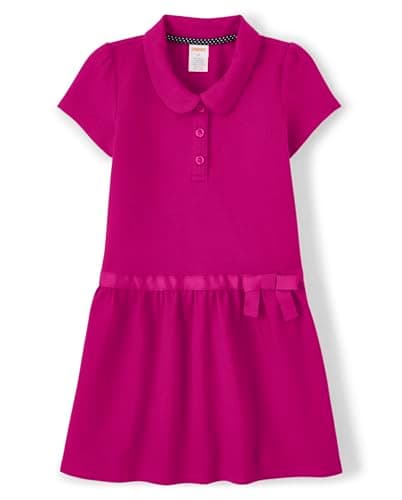 Gymboree,and Toddler Short Sleeve Knit Polo Dress,Fuchsia,7