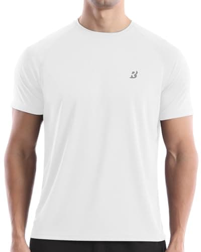 Roadbox Men's Rash Guard Short Sleeve, UPF 50+ UV Sun Protection Swim Shirts, Quick Dry Lightweight Water Surf Beach T-Shirt White