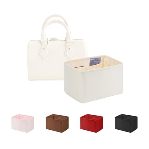 Purse Organizer Insert for Luxury Bag, Lightweight & Soft Satin Fabric with Pockets, Ideal for Travel, Shopping, and Daily Use, Multicolor Options, Fits Speedy 25(Craie, Speedy25)