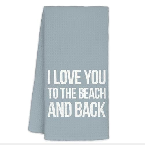 CIOJUNE Coastal Nautical Summer Beach Hand Dish Towels for Kitchen Bathroom - Beachy Room Kitchen Bathroom Decor, I Love You to The Beach and Back 16x24
