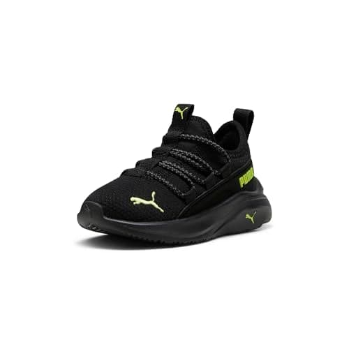 Puma Unisex-Child Softride ONE4ALL Slip ON, Puma Black-Lime Pow-Cool Dark Gray, Toddler 5