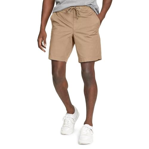 Eddie Bauer Men's Top Out Regular Fit Stretch Waist Ripstop Shorts, Flax, Large