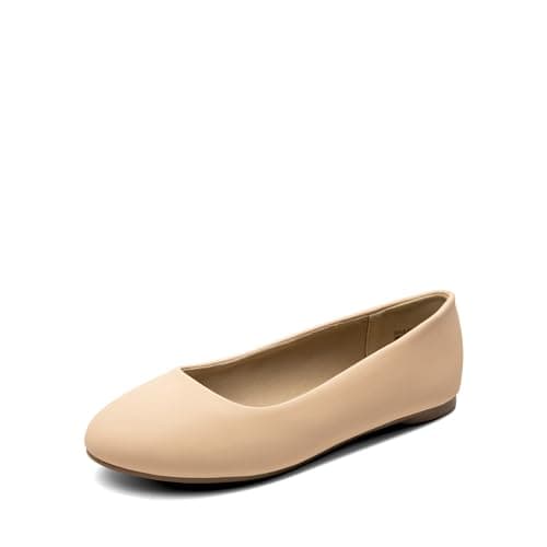 DREAM PAIRS Women's Sole-Simple Ballerina Walking Flats Shoes,Size 5.5,Nude/Nubuck,Sole-Simple