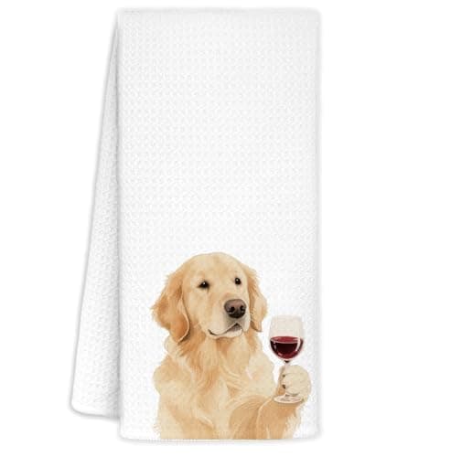 YTRGI Funny Golden Retriever Bar Towel, Golden Retriever Dog Mom Gifts for Women Men, Dog Kitchen Hand Towels, Wine Decor, Wine Bar Gifts for Men Wines Lover Bartender, 16x24