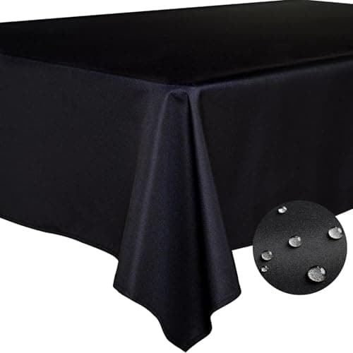 BYDOLL Table Cloth Black 54x78 Inch Tablecloth for 4 Foot Rectangle Tables Outdoor Washable Wrinkle Free and Spillproof Polyester Tablecloth for Festival Camping Picnic Party Cover