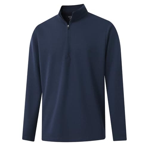 Rouen Mens Pullover Quarter Zip Dry Fit Outdoor Athletic Solid Performance Golf Sweatshirt 1/4 Zip Pullover Mens Dark Blue