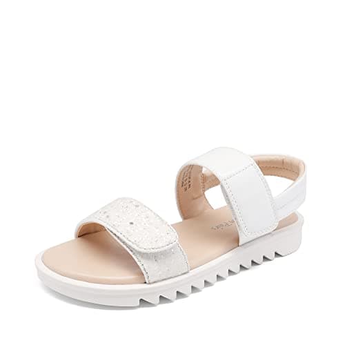 DREAM PAIRS Girls Sandals Glitter Two Strapped Casual Open Toe Sandals Sdls2303k White Size 6 Big Kid