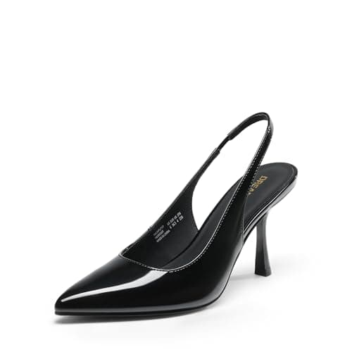 DREAM PAIRS Women's Heels Slingback Stiletto Pumps Shoes Pointed Closed Toe Kitten Heels Dress Bridal Elegant Wedding Sexy Party,Size 8,Black-Pat,DWUMPU2510