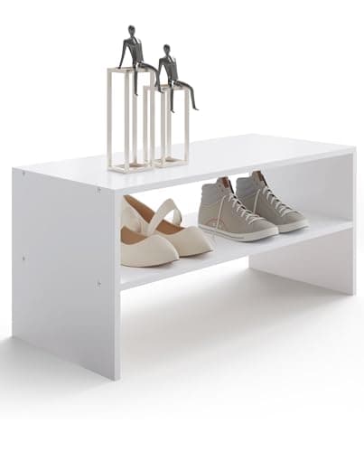 LOWOSA 2-Tier Stackable Shoe Rack, Holds 6–9 Pairs, 24.6 Inches, White