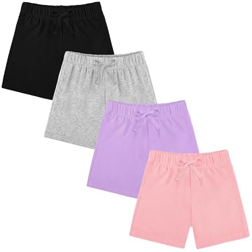 Resinta 4 Packs Unisex Baby Toddler Cotton Shorts Baby Pull-on Shorts with Drawstring Soft Summer Clothes for Daily Wear
