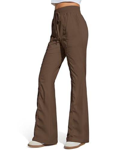 G4Free Comfy Pants for Women with Pockets Stretchy High Waisted Flared Athletic Pants Bootcut Causal Outdoor Sweatpants (Lava Cake,XL,32'')