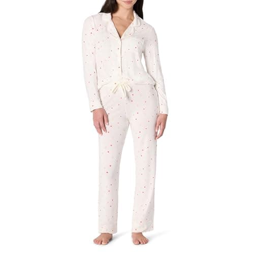Amazon Essentials x Sofia Grainge Women's Stretch Modal Long-Sleeve and Full-Length Bottom Pajama Set, Ivory Multi Hearts, XX-Large