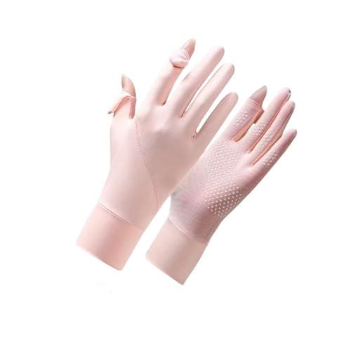 ONEREED Sun Protection Gloves for Women, Full Finger Touchscreen UV Gloves, Non Slip Breathable Summer Outdoor Gloves for Cycling Driving Running (Pink)