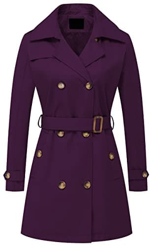 Chrisuno Fall Coats for Women Long Jacket Trench Tan Plus Size Womens Spring Coat Purple 2XL