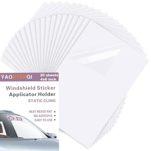 Windshield Sticker Applicator, Stickers Shield for Windshields High Transparent Film Sticker Sheets Static Cling for Stickers, Easy Application, Removal and Re-Application (20 pcs 4x6)