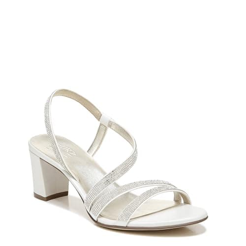 Naturalizer Womens Vanessa2 Rhinestone Embellished Strappy Heeled Sandal ,White Satin ,11M