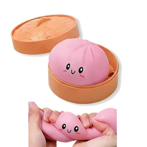Squishy Dumpling,Dumpling Stress Ball Hand Pressure Relief Balls, Easter Gift Stuffing, Suitable for Various Scenarios to Alleviate Anxiety (Pink)