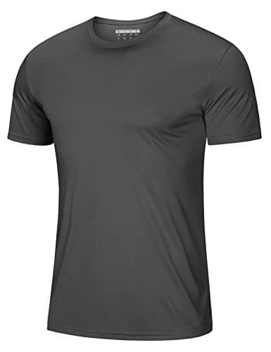 Mens Running Shirts Short Sleeve T-Shirt Sun Protection UPF 50+ Hiking T-Shirt Rash Guards Shirts Lightweight Summer Shirts Dark Grey