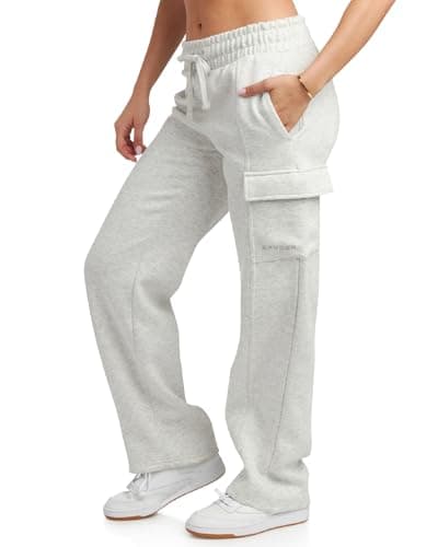 Spyder Womens Sweatpants - Cozy Fleece Joggers Athletic Cargo Sweatpants for Women with Adjustable Drawstring Waist & Pockets, Size X-Large, Pearl