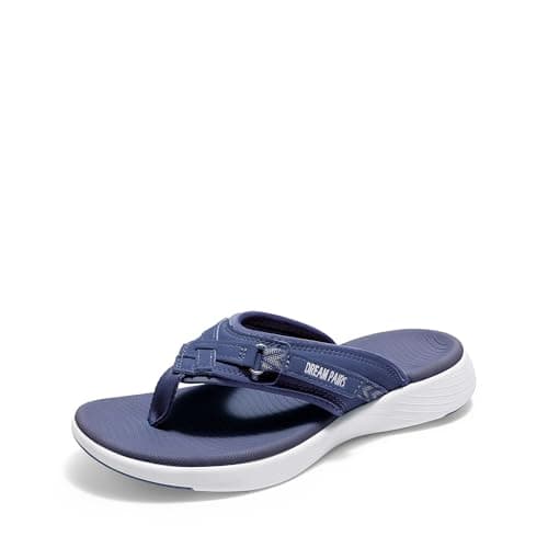 DREAM PAIRS Women's Arch Support Flip Flops Comfortable Thong Sandals,Size 5.5,Navy,Breeze-1