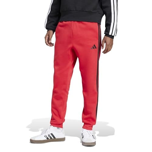 adidas Men's Essentials 3-Stripes Fleece Pants, Pure Ruby/Black, XX-Large/Tall