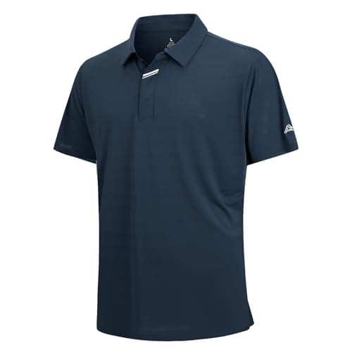SAMERM Golf Shirts for Men Super Stretch Jacquard Dry Fit Golf Polo Moisture Wicking Short Sleeve Polo Shirts for Men,Navy S