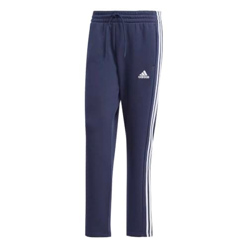 adidas Mens Essentials 3-Stripes Open Hem Fleece Pants, Ink, XX-Small
