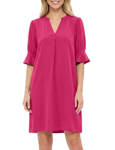 Aphratti Women's Casual Summer Shift Dress, Hot Pink, X-Large