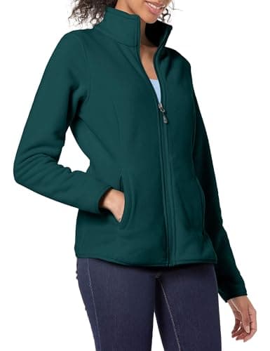 Amazon Essentials Women's Classic Fit Long-Sleeve Full-Zip Polar Fleece Jacket, Deep Pine, XL