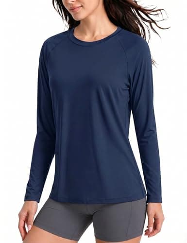 Boladeci Swim Shirts Woman Rash Guard Long Sleeve UPF 50+ UV Sun Protection Quick Dry Workout Tops Navy Blue S